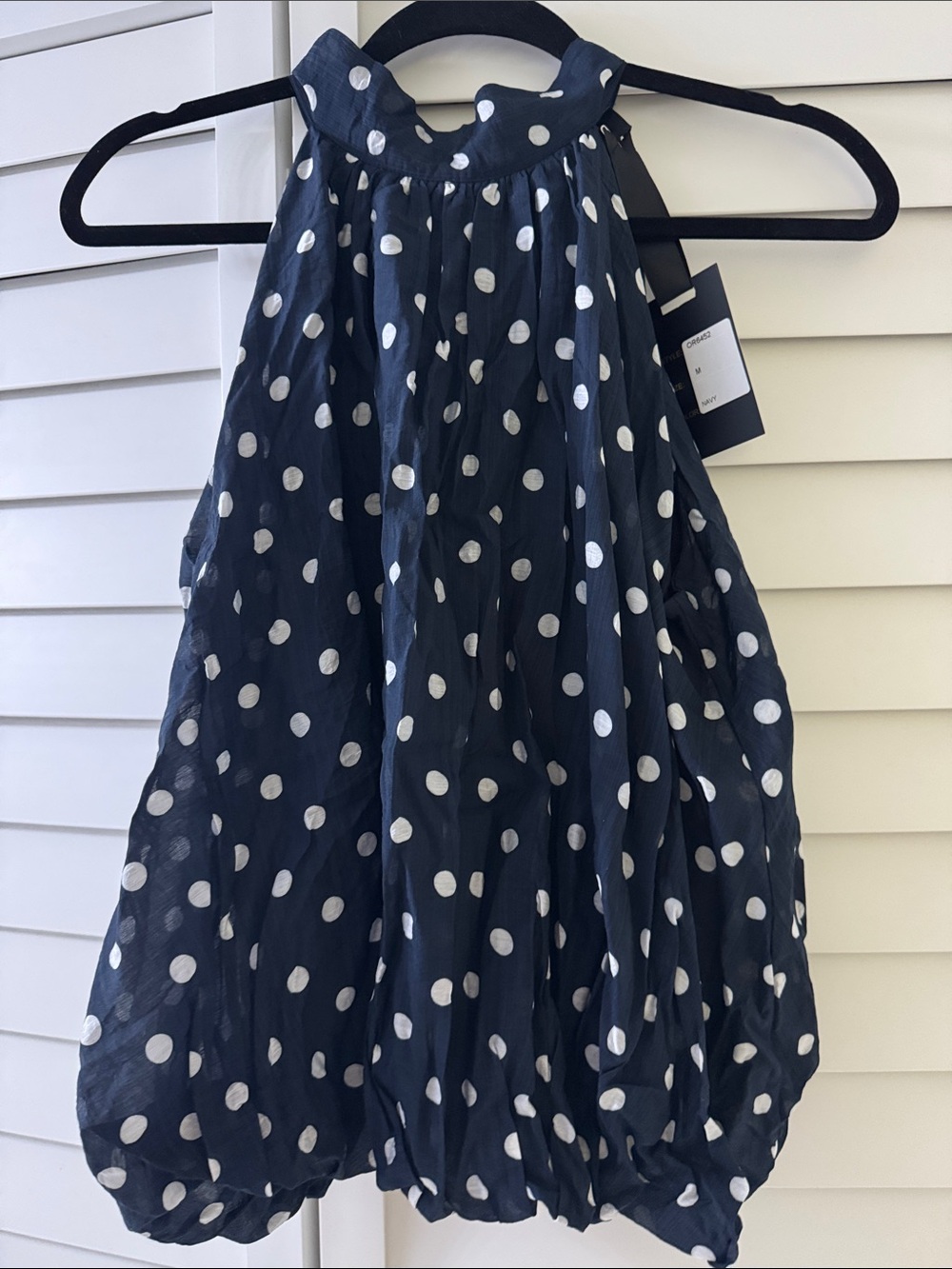 Navy Polka Dot Halter Bubble Top - RAIN